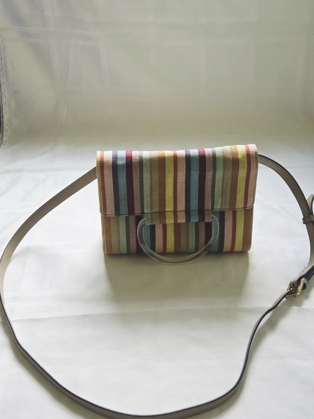 Kurt Geiger London Harriet Crossbody Bag Multi-Color Striped Canvas